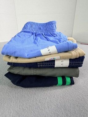 Okie Dokie Size 4 Lot (5) Blue Tan Denim Khaki Navy Athletic Running Bottoms New